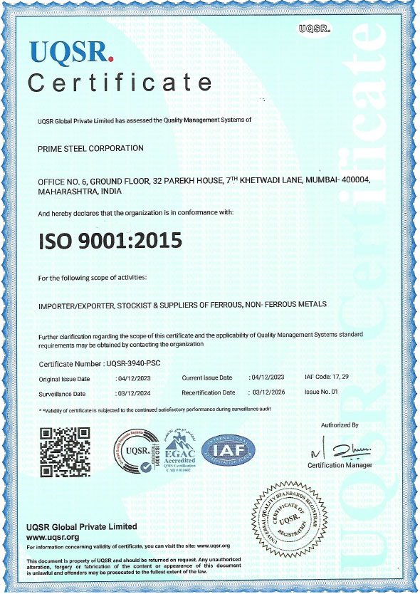 ISO 9001:2015 Certificate