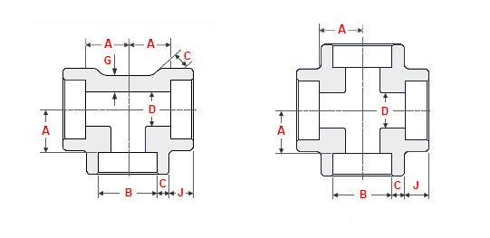 Socket Weld Tee & Cross Dimensions